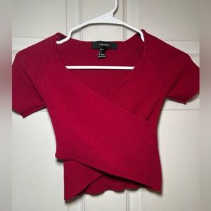 Red wrap cropped top